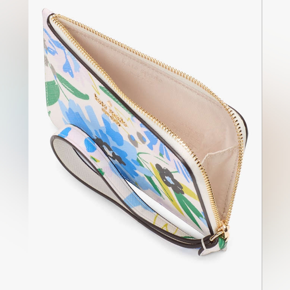 NWT Kate Spade - Lucy Floral Small L-Zip Wristlet Clutch - Picture 2 of 7